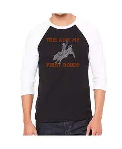 Мужская футболка с регланным рукавом и принтом - This Aint My First Rodeo LA Pop Art, серый