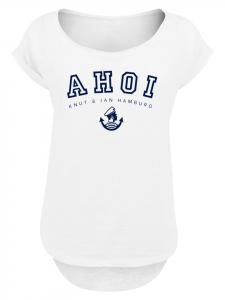 Мужская удлиненная футболка, Ahoi Knut & Jan Hamburg, белого цвета F4NT4STIC