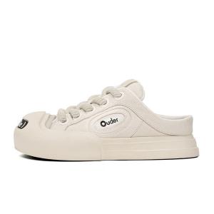 Smiler Laughs Series Классические, Модные, Ретро Недопы с Противоскользящей Подошвой и Устойчивостью к Истиранию Женские Тканевые Туфли Цвет Экрю