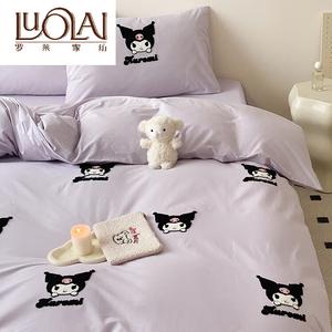 LUOLAI HOME Комплект постельного белья, 3 предмета, 120 см, простыня, мягкая и нежная ткань, цвет Qianxia Purple Kuromi