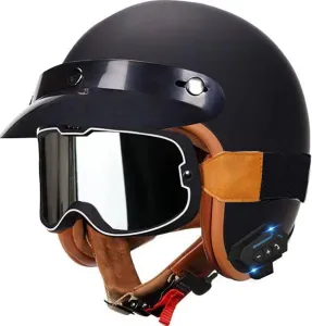 Мотоциклетный шлем, винтажный мотоциклетный полушлем, противоударный шлем, шлем для мопеда, шлем-джет, ретро-шлем-полуоболочка, шлем для скутера с защитными очками, одобренный DOT/ECE, для мопедов и круизеров stdpcxz, 4