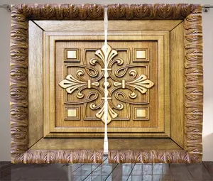 Шторы ABAKUHAUS Antique Rustic, классический ретро-дизайн, универсальные ленточные шторы для гостиной с петлями и крючками, 280 x 225 см, хаки и коричневый Abakuhaus