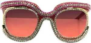 Женские солнцезащитные очки Melrose Luxury Oversized Diamond Sunglasses Rhinestone Square UV400 Multicolor Shades Female Sun Glasses Eyewear 9051, Pink