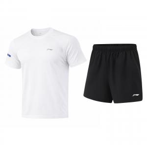 Li-Ning Casual Sportswear Men's, белый short-sleeved shirt+черный shorts