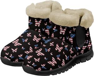 Женские зимние сапоги Jeiento с флагом Америки, противоскользящие, Usa Flag Butterfly