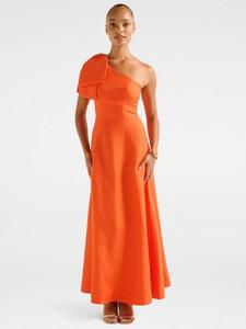 Платье миди Danni асимметричное с бантом из льняной ткани Forever New, Orange Fire