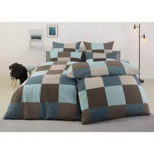 Постельное белье BIERBAUM «Ella», высококачественное Renforceé, клетчатый дизайн, размер 135x200 см, цвет petrol-braun
