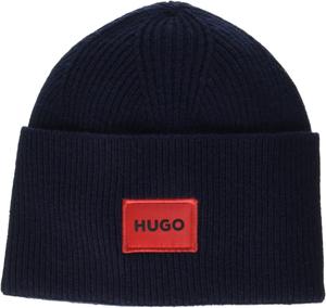 Мужская вязаная шапка HUGO с отворотом, Blueberry Blue