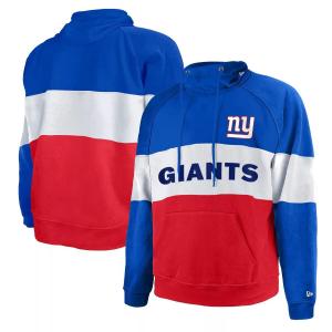 Мужской королевский/красный флисовый пуловер с капюшоном New York Giants Big & Tall Current Team с цветными блоками и регланами New Era