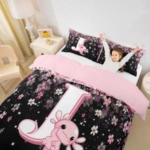 Erosebridal Комплект постельного белья Cute Axolotl с японской сакурой и морскими животными для девочек, Pink J