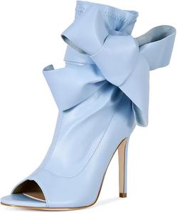 Женские ботильоны Maiyang с круглым носком и боковым бантом, на высоком каблуке-стилетто, модные для вечеринок, выпускного и повседневной носки, размер 4-16 US, Sky Blue