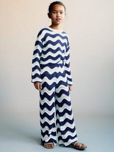 Детский джемпер Hali Cotton Crochet Wave Mango, Medium Blue