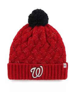Женская вязаная шапка с манжетами '47 Red Washington Nationals с помпоном '47 Brand, красный