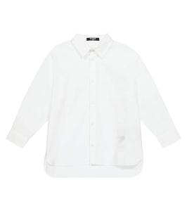 Хлопковая рубашка с логотипом Balmain Kids, 100-Bianco