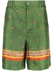 Nick Fouquet шелковые шорты с графичным принтом, зеленый