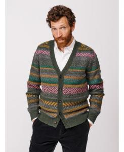 Мужской шерстяной кардиган в стиле Fair Isle Aubin, Khaki mix