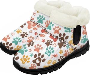 Зимние ботинки для девочек и мальчиков, ботильоны для детей, теплые с мехом, противоскользящие Pzuqiu, Rainbow Dog Paws