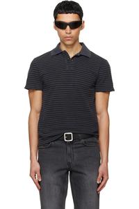 Tonywack Черная полосатая поло-рубашка, окрашенная в цвет ткани