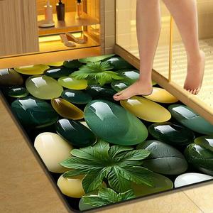 Dajiang Ковер 60х90 см для ванной/кухни/прихожей non-slip, quick-drying, в стиле stone turning green