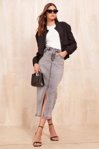 Юбка мидакси из денима с разрезом спереди Friends Like These, серый