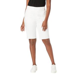 Jessica London Женские шорты-бермуды из эластичного денима больших размеров с комфортной талией, белый