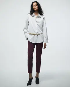 Брюки из сатина с пряжкой Sfera, бордовый