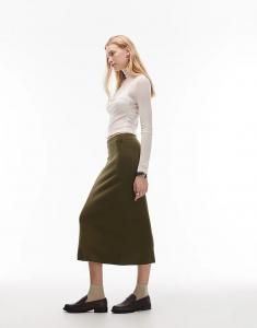 Трикотажная супермягкая юбка в стиле 90-х от ASOS DESIGN зеленого цвета