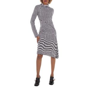 Burberry Houndstooth Pattern Midi Dress, Monochrome Ip Pttn