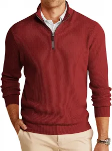 Runcati мужской свитер с четвертью молнии, утепленный, с рифленым воротником