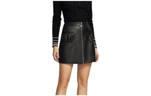 Кожаная короткая юбка женская ELLE, черный