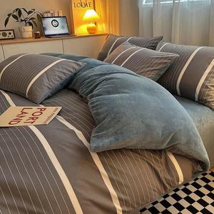 Antarctic Пододеяльник 180х220 см из молочного вельвета, односторонний флис, модный серый, комплект из 4 предметов