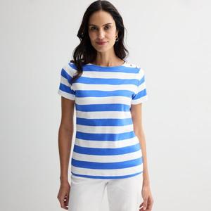 Женская футболка с пуговицами на плече Croft & Barrow, цвет blue clean stripe