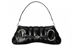 Коньковая удила 1955 Кожаная Репродукция Плечевая Сумка Клатч Женская Черный GUCCI