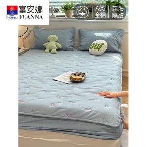 Fuanna Простыня на резинке 180х220 см из чистого хлопка, класс A, цвет Heart And Smiley Face Blue