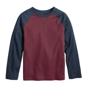Мальчики 4-12 лет базовый длинный рукав реглан Jumping Beans, цвет maroon navy