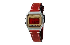 CASIO Ретрофит серия электронный механизм натуральный кожаный ремешок часы мужские gold циферблат