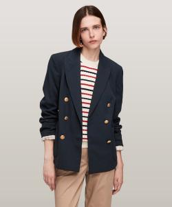 Двубортный блейзер из саржи с золотыми пуговицами