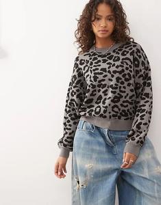 Свободный вязаный джемпер Noisy May с серым леопардовым принтом