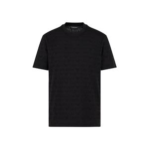 Футболка Logo-Jacquard с круглым вырезом EMPORIO ARMANI, черный