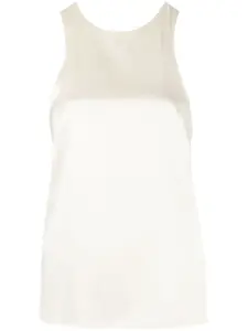 Шелковый топ с драпировкой LouLou de Saison, нейтральный