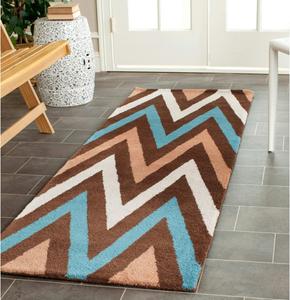 Ковер-дорожка SAFAVIEH, 69 x 214 см, Chatham Collection, Brown & Multi, ручной работы шеврон из шерсти, идеально для помещений с высокой проходимостью в гостиной, спальне (CHT151B)