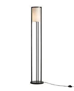 Напольная лампа Charlton с металлическим цилиндрическим абажуром из стекла Martha Stewart, black