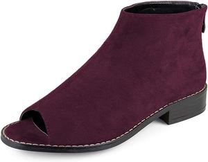 Женские сандалии с открытым носком XYD, ботильоны на щиколотке с задней молнией, устойчивый массивный низкий каблук, комфортные ботинки для прогулок, вечеринок и повседневной носки, Wine Red Crimson