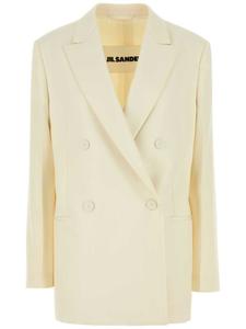Двубортный пиджак из шерсти Jil Sander, нейтральный цвет