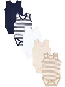 TupTam Комплект из 5 боди-майок для мальчиков, бежево-голубой цвет
