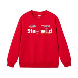 Детская толстовка с круглым вырезом утолщенная Jeep, new year красный fleece-lined