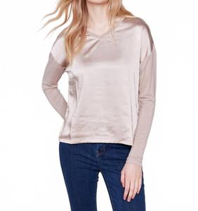 Шимер сатиновый топ с кружевной вставкой Almond CHARLIE B, Almond