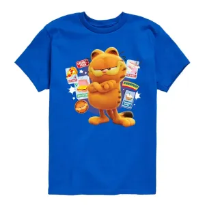Футболка с принтом "Гарфилд" и закусками для мальчиков 8-20 Nickelodeon, синий