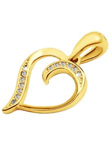 Adeliás Женский кулон - Сердце. Кулон в форме сердца из серебра 925 пробы с кубическим цирконием в золотой оправе