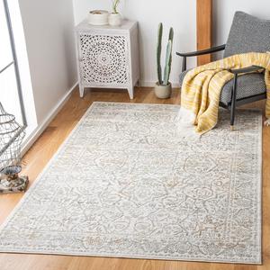 Ковер SAFAVIEH, 161 x 229 см, Princeton Collection, бежевый и серый, винтажный дистресс-дизайн, не линяет и прост в уходе, идеален для помещений с высокой проходимостью в гостиной, спальне (PRN714A)